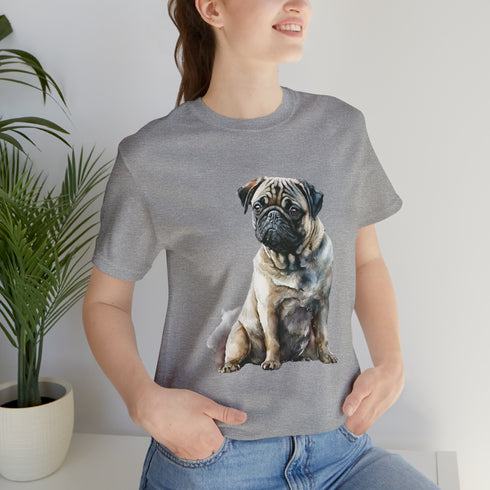 Loving Pug in Watercolor - Short Sleeve Tee